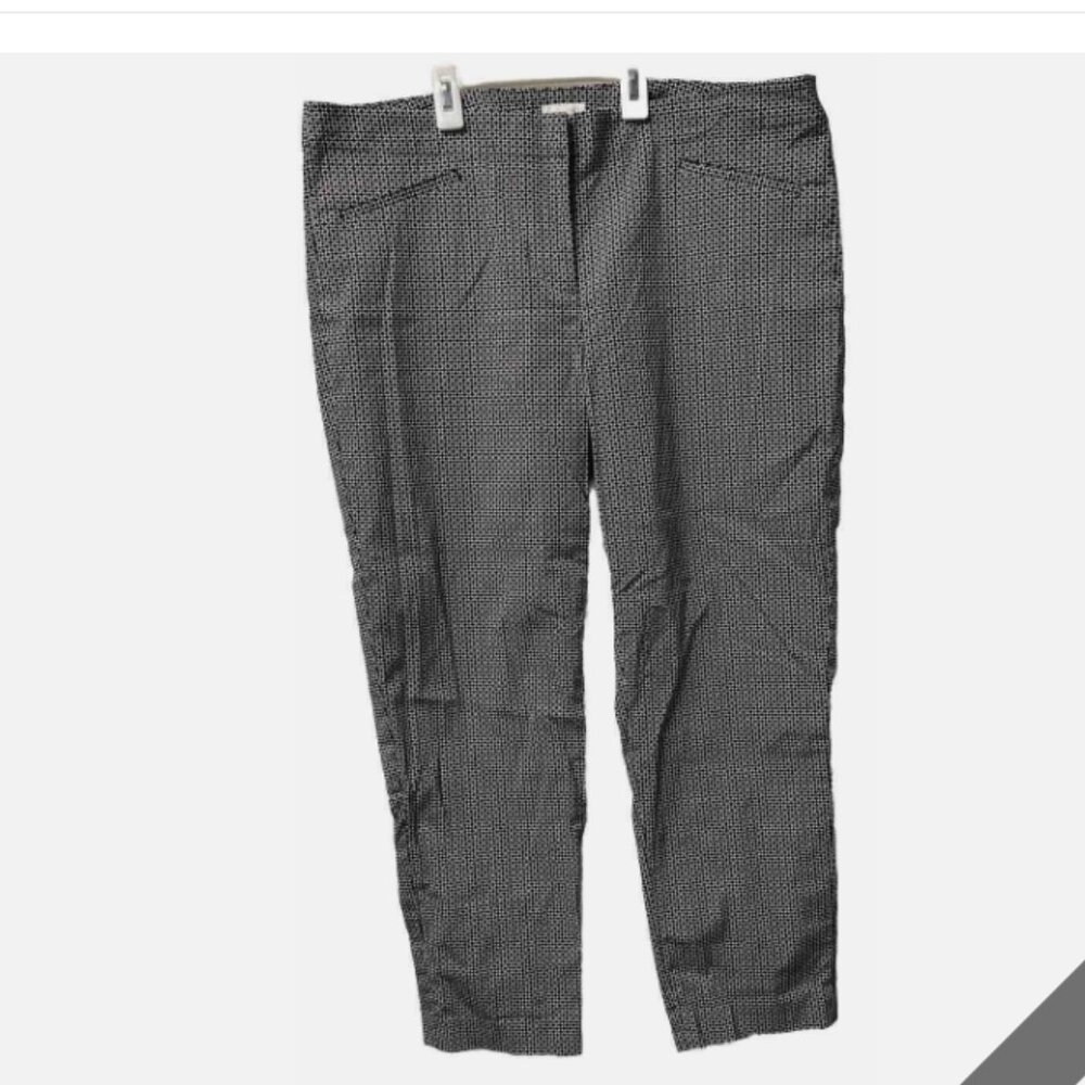 J Jill Women's Ankle Pants Size 16 Black White Geometric Cotton Blend Casual